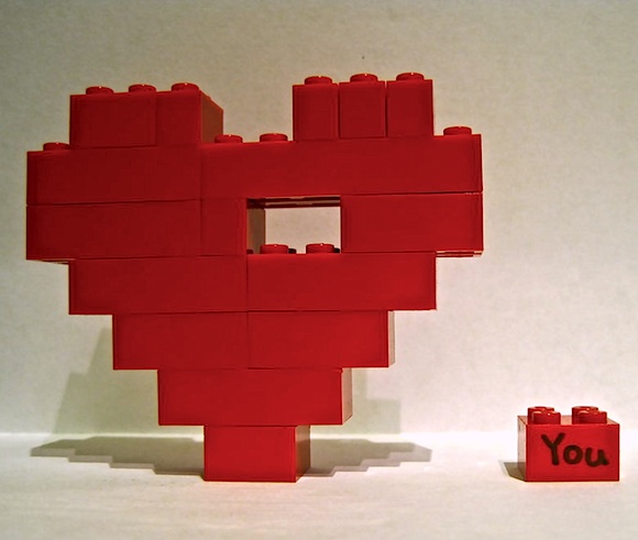 Lego heart with a missing piece
