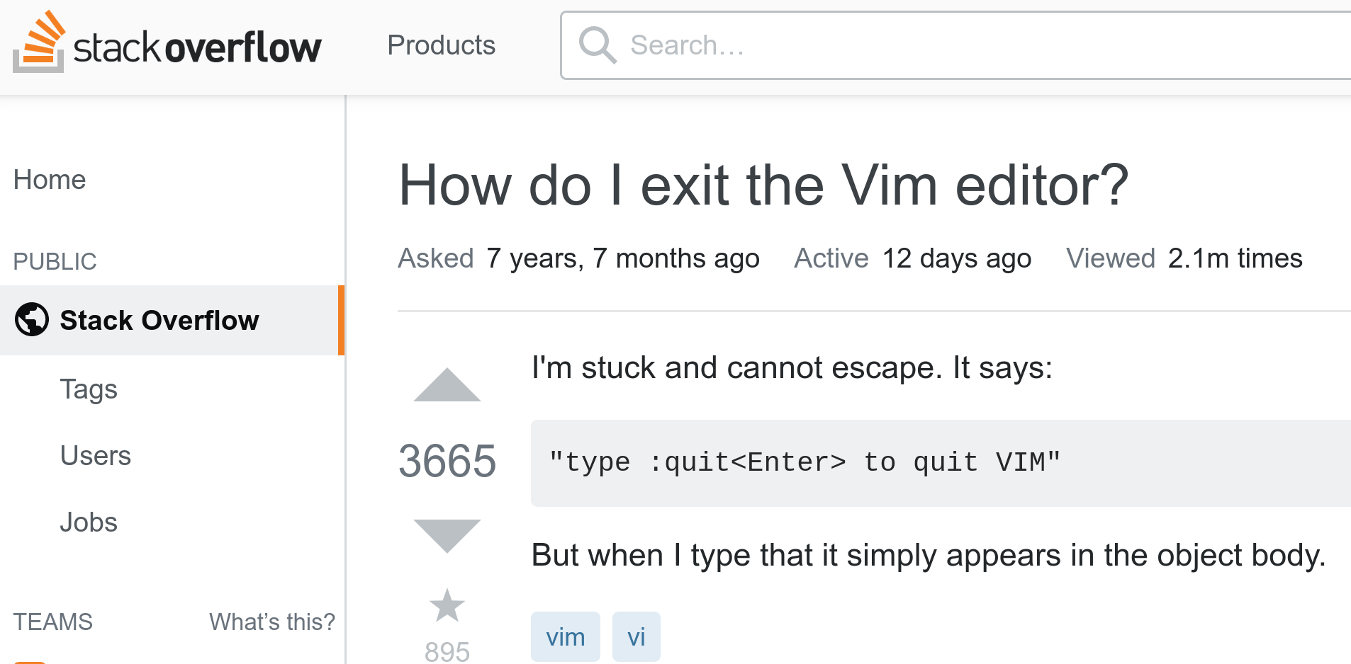 How do I exit the Vim editor? viewed 2.1 million times